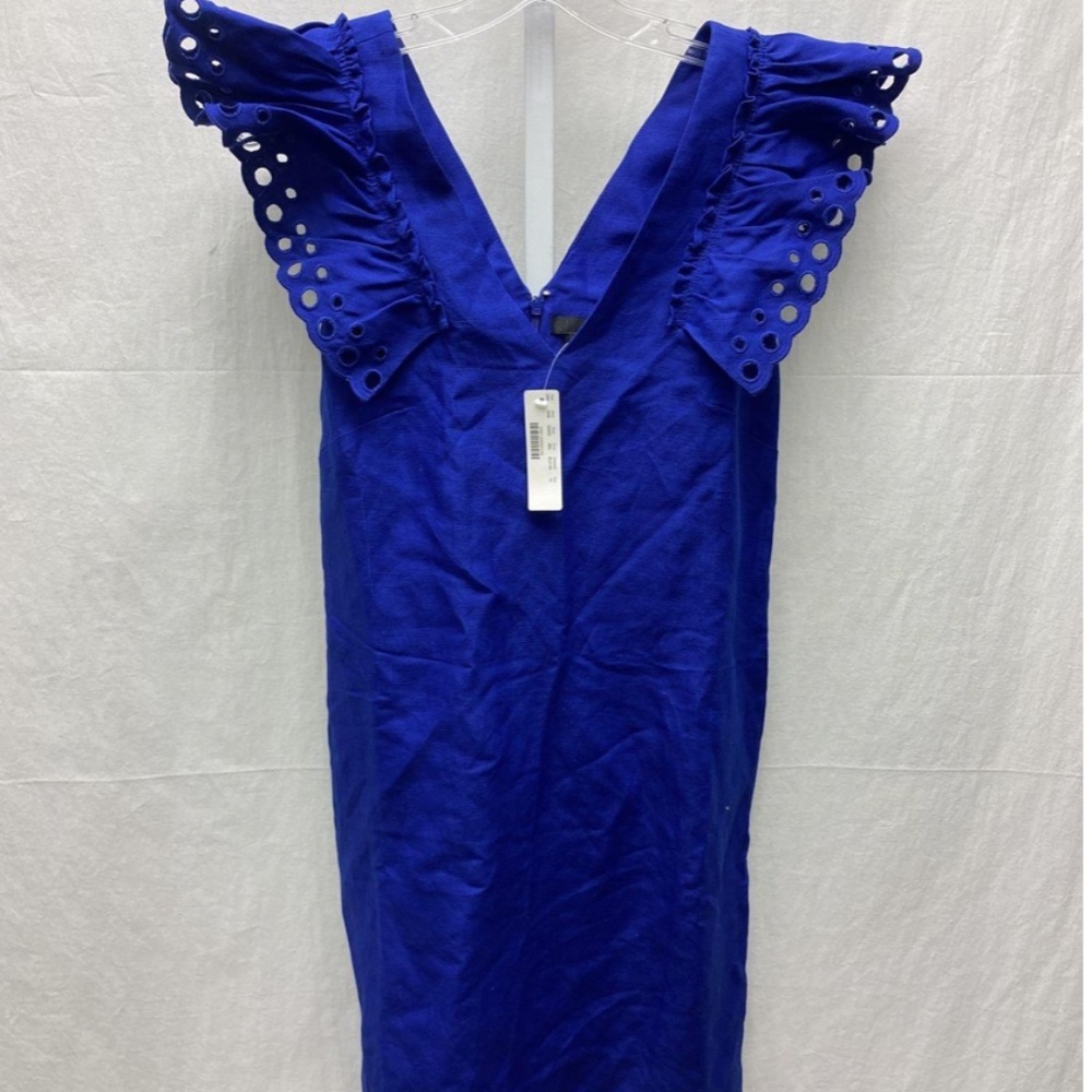 NWT J. Crew Collection Blue Ruffle Shoulder Dress - Size 2 Tall
